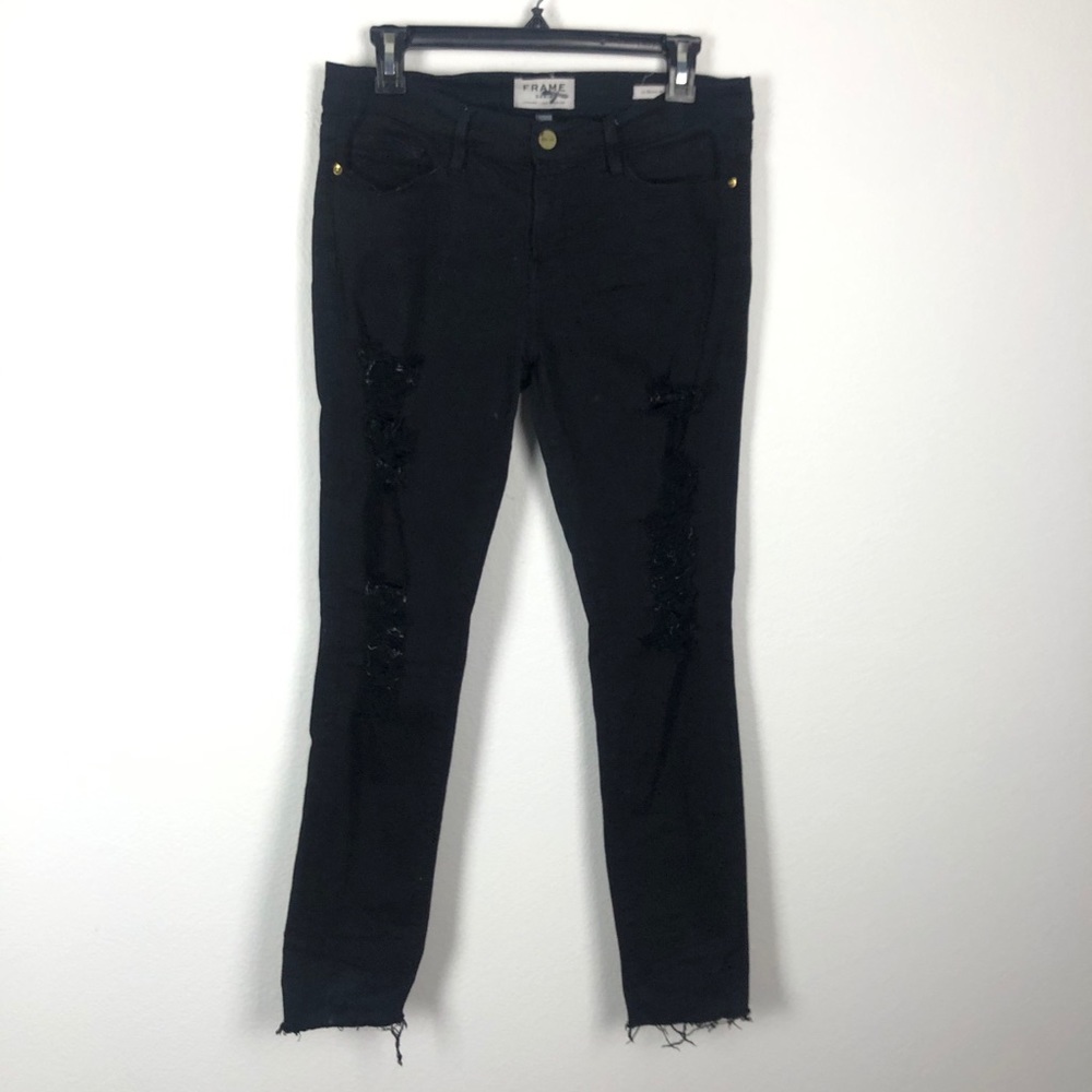 Frame black Le Skinny De Jeanne ripped jeans - Picture 4 of 9